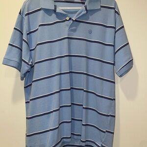 Izod Light Blue Polo with Navy & White Stripes